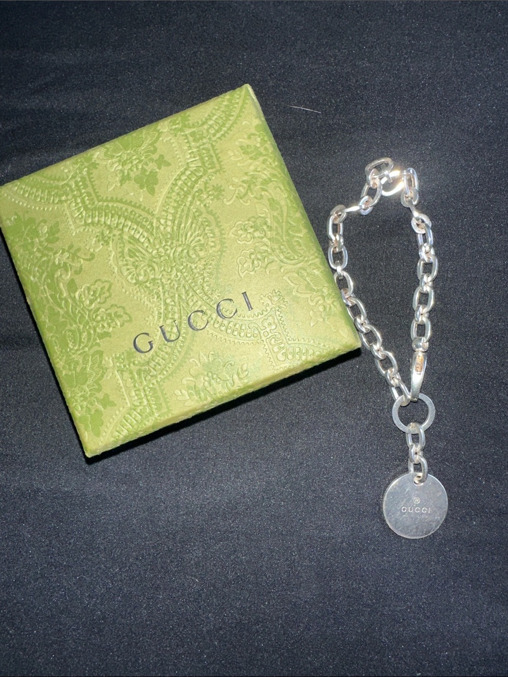 Gucci Sterling Silver Trademark Charm Bracelet